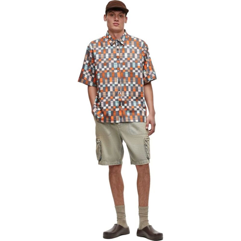 Mode Of One Mens Retro Check Button Up Shirt, NWT